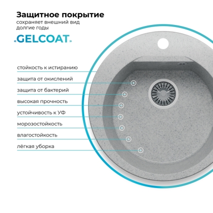 Мойка кухонная POLYGRAN ATOL 520 (светло-серый №314)